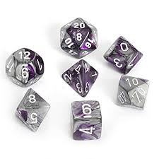 Gemini Purple-Steel / White 7 Dice Set - CHX26432